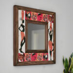 African Temalı Desenli Mermer Dekoratif Ayna 34x34cm - 051.2 - Görsel 2